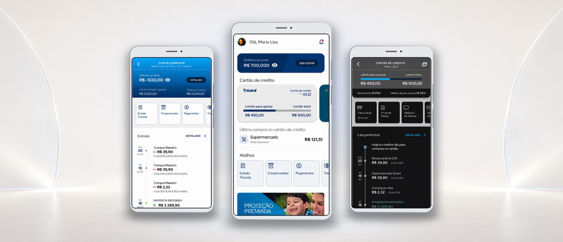 Triconta super app home and account overview