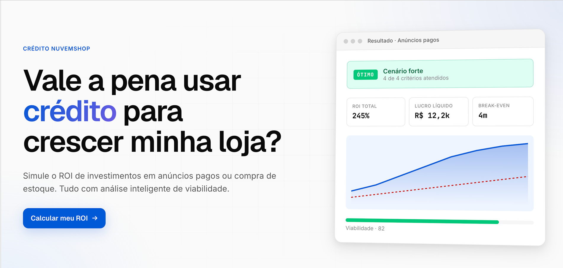 Calculadora de ROI para crédito Nuvemshop